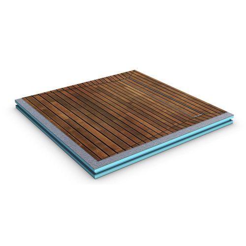正方形淋浴底盆 - LINE BOARD NATURE - STADUR PRODUKTIONS GMBH & CO KG - 嵌入式 / 柚木 / 不锈钢