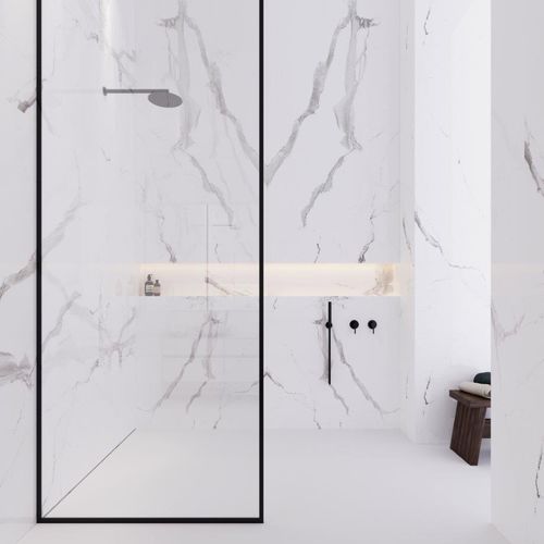 步入式淋浴房 - BIANCO STATUARIETTO - OCCITANIE PIERRES - 陶瓷 / 壁龛式 / 家用