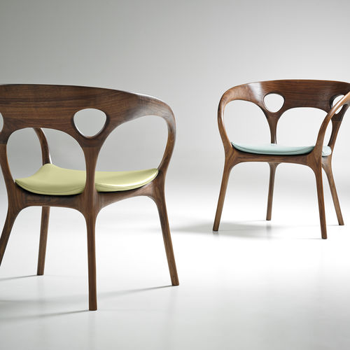 现代风格椅子 - ANNE - BERNHARD design - 室内 / 皮质 / 美国胡桃木
