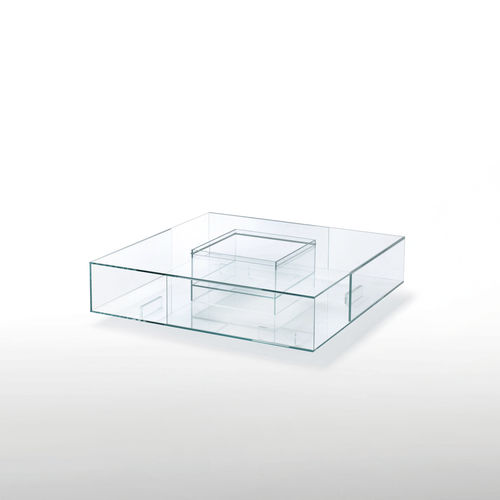 现代风格茶几 - SEASONS  - GLAS ITALIA - 玻璃 / 正方形 / 带花坛