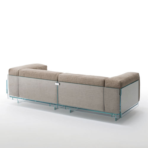 现代风格沙发 - CRYSTAL LOUNGE  - GLAS ITALIA - 布料 / 白色 / 玻璃桌脚