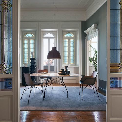 现代风格桌 - GLOSSY - Kartell - 涂漆中密度纤维板 / 玻璃 / 大理石