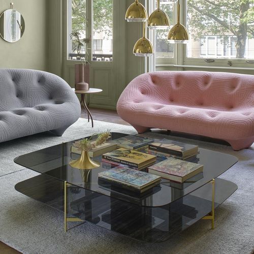 现代风格茶几 - CLYDE - Ligne Roset - 玻璃 / 陶土 / 钢座桌脚