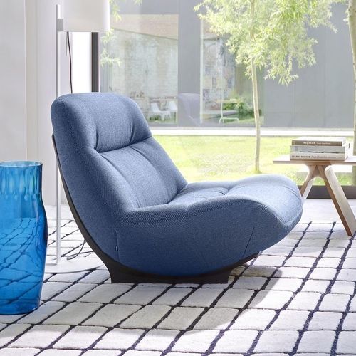 设计壁炉椅 - MANAROLA - Ligne Roset - 皮质 / 聚氨酯发泡 / 布料