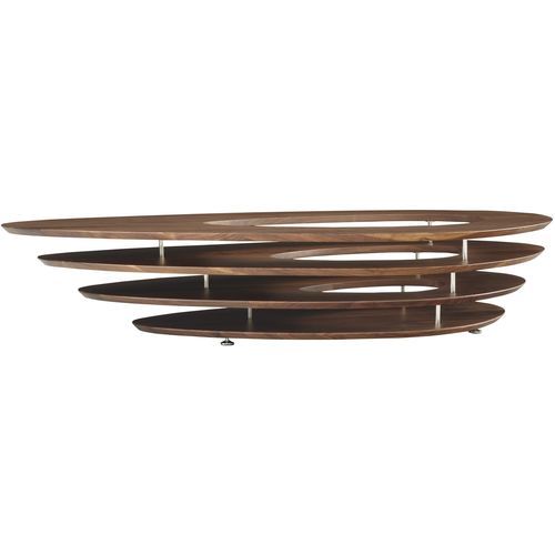 现代风格茶几 - INTERSTICE - Ligne Roset - 胡桃木 / 铬钢桌脚 / 三角形