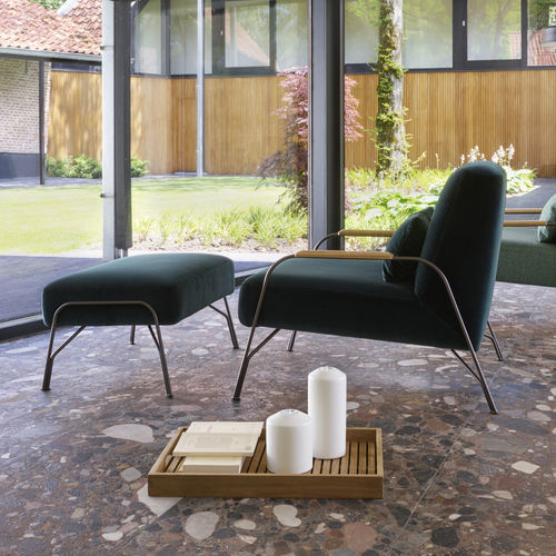 现代风格扶手椅 - HUMPHREY - Ligne Roset - 皮质 / 布料 / 钢