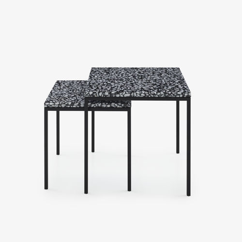 现代风格套桌 - AMADORA - Ligne Roset - 大理石 / 涂漆金属钢桌脚 / 正方形