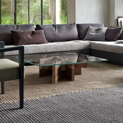 现代风格茶几 - ASHERA - Ligne Roset - 玻璃 / 实木桌脚 / 长方形