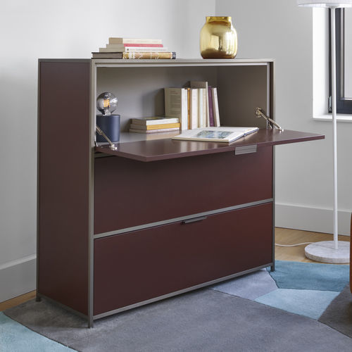 现代风格秘书桌 - DITA - Ligne Roset - 铝制 / 漆木 / 带收纳