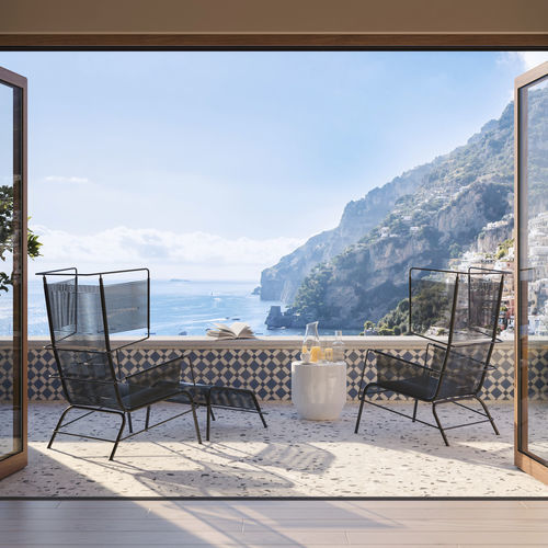 现代风格扶手椅 - FIFTY. - Ligne Roset - 绳编 / 漆钢 / 高背