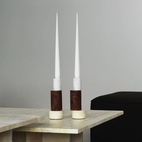大理石烛台 - BLOX - Normann Copenhagen - 钙华 / 不锈钢 / 未指定