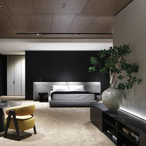 双人床 - BRERA - Poliform - 现代风格 / 带软包床头板 / 皮质