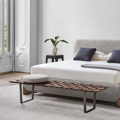 现代风格床脚凳 - BELT - Porada - 金属 / 胡桃木 / 布料