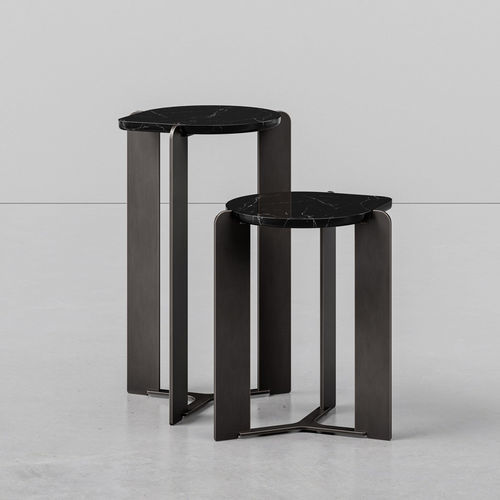 现代风格边桌 - D04 - Skram Furniture - 大理石 / 金属桌脚 / 圆形
