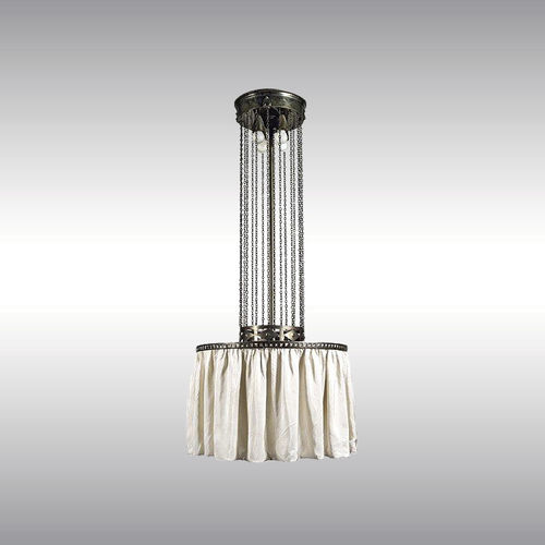传统风格枝形吊灯 - 21208 - Woka Lamps Vienna - 黄铜 / 丝绸 / 白炽