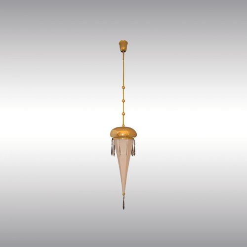 悬吊灯 - FIFTH-AVENUE 21302 - Woka Lamps Vienna - 黄铜 / 丝绸 / 传统风格
