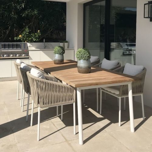 现代风格餐桌 - SIENNA  - G&G Italia Designer Furniture - 柚木 / 铝座桌脚 / 长方形