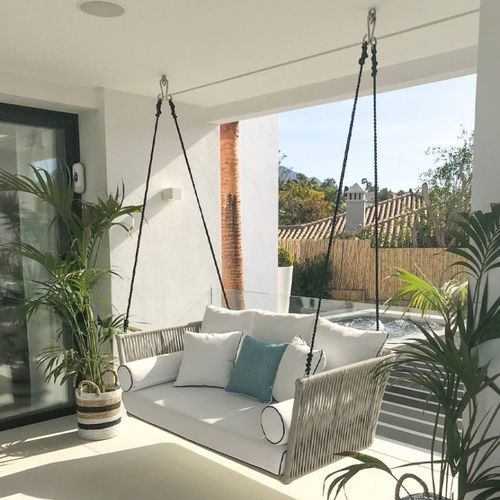 铝制秋千椅 - SIENNE - G&G Italia Designer Furniture - 布料 / 石膏灰泥 / 绳编