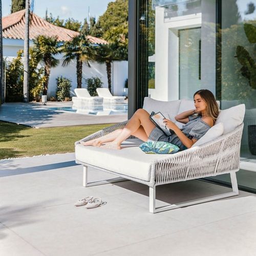 现代风格贵妃沙发椅 - SIENNA - G&G Italia Designer Furniture - 布料 / 铝制 / 绳编