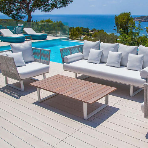 现代风格茶几 - SIENNA - G&G Italia Designer Furniture - 铝 / 柚木 / 铝座桌脚