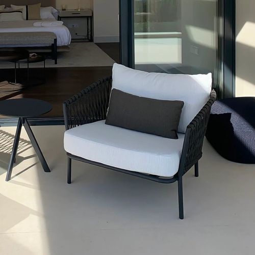 现代扶手椅 - PORTSIDE - G&G Italia Designer Furniture - 聚氨酯发泡 / 防水面料 / 绳编