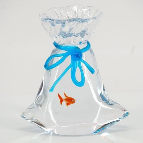 穆拉诺玻璃雕塑 - Mini aquarium  - Wave Murano Glass srl - 独立式 / 无色 / 动物