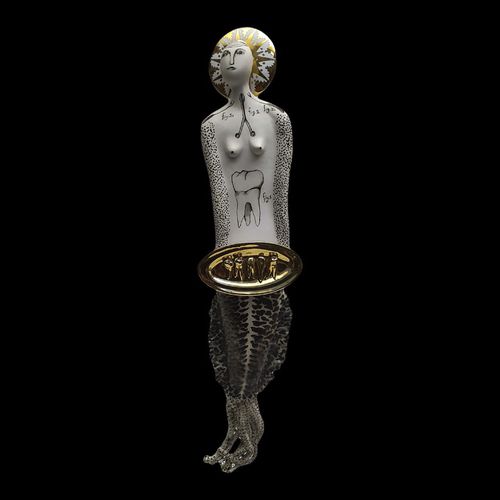 瓷质雕塑 - SYS 22 TEETH - ELICA STUDIO - 金色瓷器 / 手工 / 意大利制造