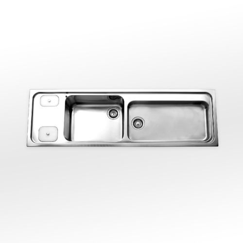 台面式厨房水槽 - radius 60 A5-5158 series - ALPES-INOX - 2 槽式 / 带沥水架 / 不锈钢