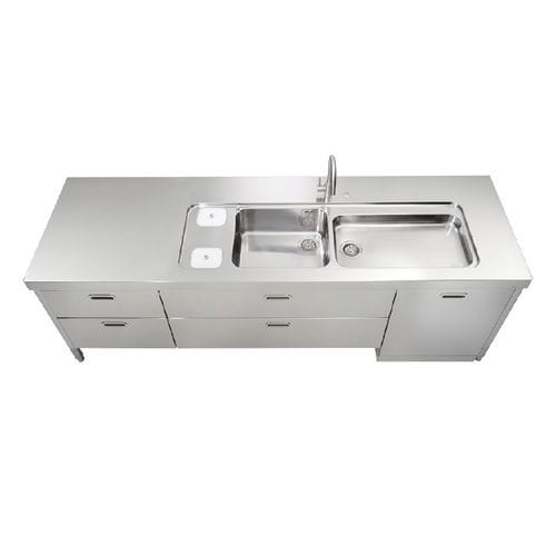 不锈钢厨房水槽柜 / 不锈钢 - L250-C60+C120+L60/1 - ALPES-INOX - 独立式