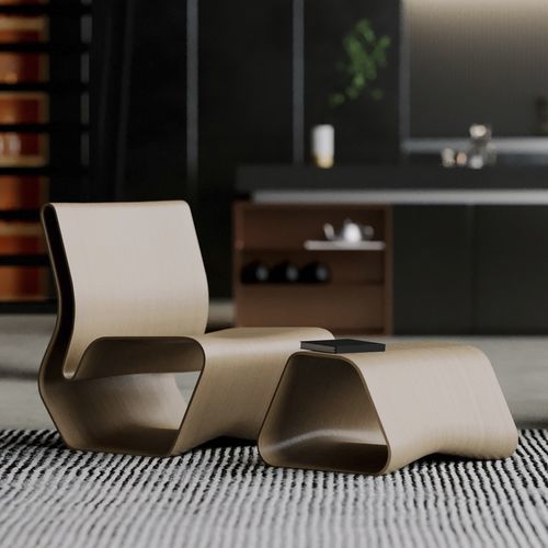 现代风格扶手椅 - ESKER - Model No. Furniture - 树脂 / 树脂 / 带脚凳
