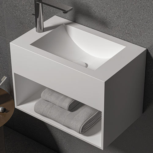 悬挂式台盆 - DIONE MIDDLE - ZENON SMART SOLID SURFACE - 坚硬表面 / 抗菌 / 带搁板