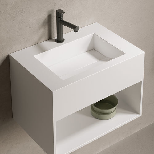 悬挂式台盆 - ARIEL MIDDEL - ZENON SMART SOLID SURFACE - 坚硬表面 / 抗菌 / 带搁板
