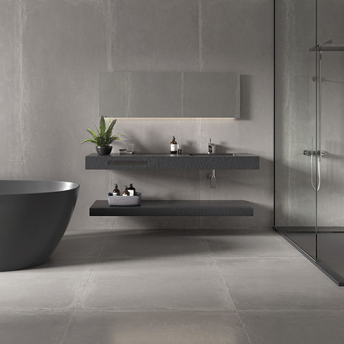 集成式台盆 - AQUARIS - ZENON SMART SOLID SURFACE - 板岩 / 带台面 / 抗菌