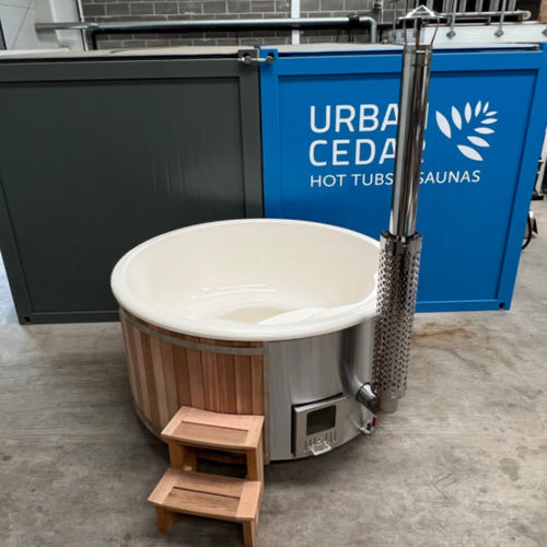 地上水疗浴缸 - Off-Grid Wood Fired - Urban Cedar Hot Tubs and Saunas - 圆形 / 5人座 / 丙烯塑料