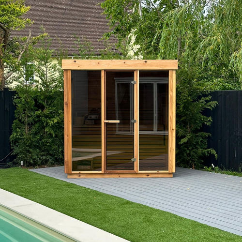 家用桑拿房 - 7FTx6FT - Urban Cedar Hot Tubs and Saunas - 玻璃 / 红雪松 / 户外