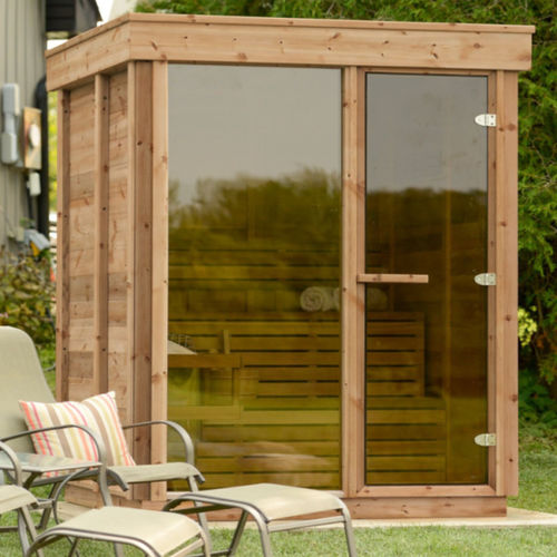 家用桑拿房 - 6FTx6FT - Urban Cedar Hot Tubs and Saunas - 玻璃 / 红雪松 / 用于室外
