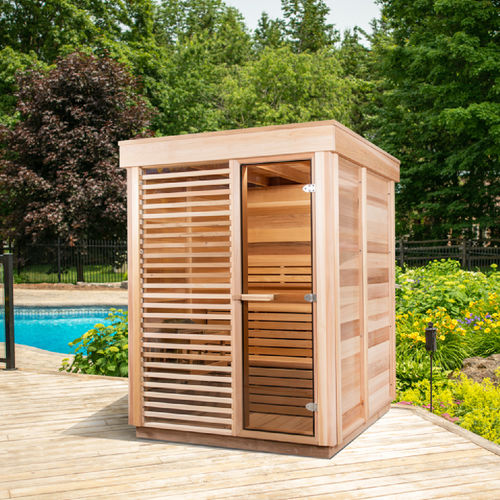 家用桑拿房 - Compact 6FTx6FT - Urban Cedar Hot Tubs and Saunas - 玻璃 / 红雪松 / 用于室外