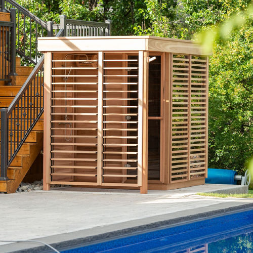 家用桑拿房 - 9FTx6FT - Urban Cedar Hot Tubs and Saunas - 玻璃 / 红雪松 / 用于室外