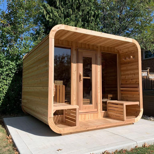 家用桑拿房 - 8FTx7FT - Urban Cedar Hot Tubs and Saunas - 玻璃 / 红雪松 / 用于室外