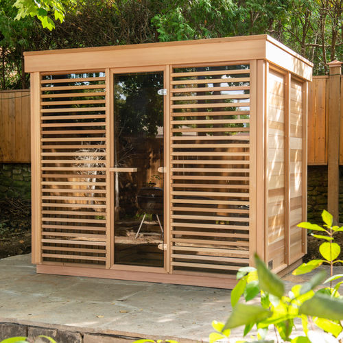 家用桑拿房 - 9FTx7FT - Urban Cedar Hot Tubs and Saunas - 玻璃 / 红雪松 / 用于室外