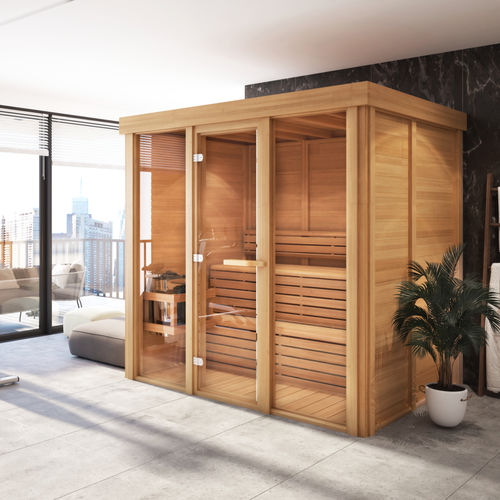 家用桑拿房 - 7FTx6FT - Urban Cedar Hot Tubs and Saunas - 玻璃 / 红雪松 / 室内