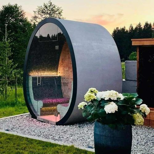 户外蒸汽浴室 - SEA CLIMATE CABIN EGG - SOLEUM GmbH - 带淋浴 / 带有光疗盐 / 铺砖
