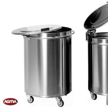 落地垃圾桶 - AGMA ARREDO INOX PROFESSIONALE SRL A SOCIO UNICO - 不锈钢 / 带轮 / 带盖