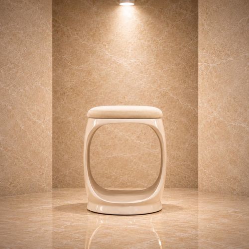 现代风格凳子 - SIGNET RING BEIGE - Softicated - 丝绒 / 聚丙烯桌脚 / 布艺