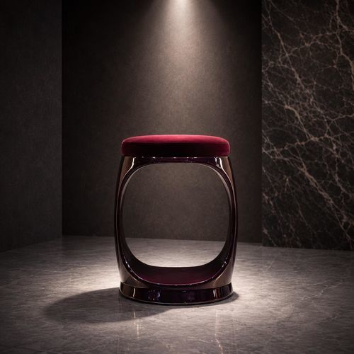 现代风格凳子 - SIGNET RING B10013 AUBERGINE - Softicated - 丝绒 / 聚丙烯桌脚 / 布艺