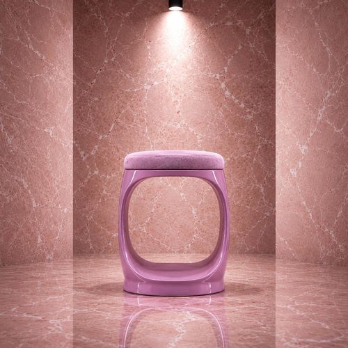 现代风格凳子 - SIGNET RING B10006 LILAC - Softicated - 丝绒 / 聚丙烯桌脚 / 布艺
