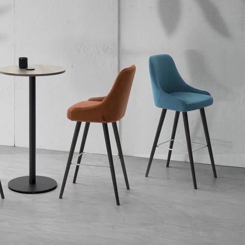 现代风格凳子 - MIREL - TM Leader Contract - 布料 / 木桌脚 / 带脚凳