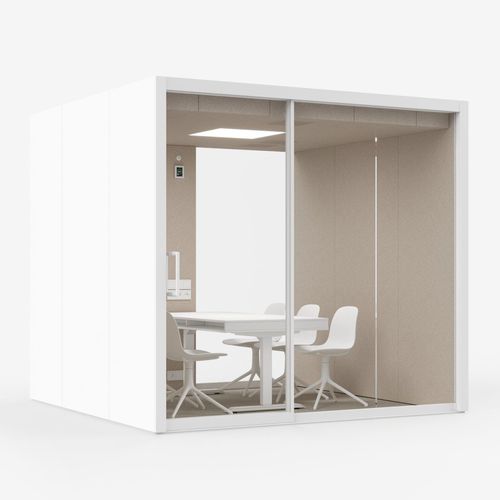 内置照明办公桌POD - VETROSPACE L+ - VETROSPACE - 声学 / 定制 / 玻璃门