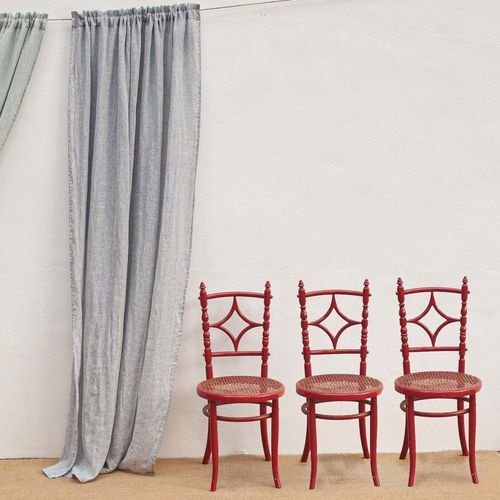 折叠式窗帘 - BLUE - dELENZO LINEN FROM EUROPE S.L - 单色 / 亚麻