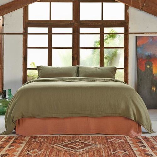 亚麻床上用品套件 - OLIVE GREEN COMPLETE SET - dELENZO LINEN FROM EUROPE S.L